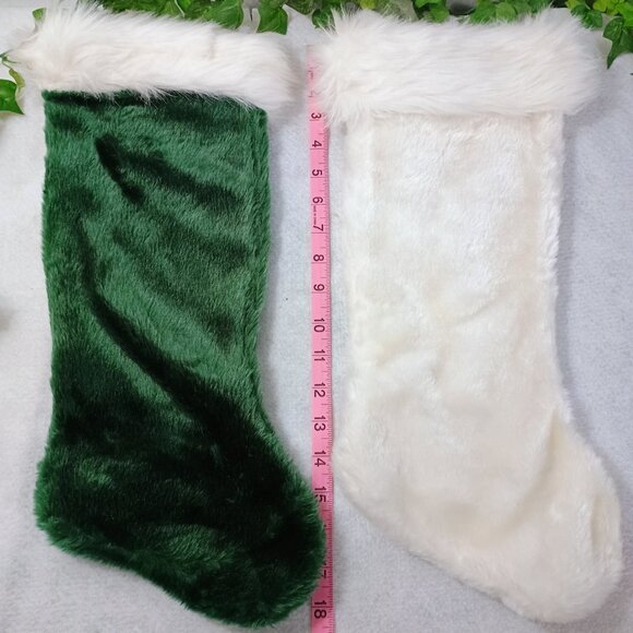 NWOT: Christmas Stockings (Set of 2) 18" Green & White Holiday Decor - Picture 3 of 3